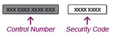 The control number on your proxy or voting instruction card is a fourteen digit number found in a gray rectangular box on your card.
                                        The security code is an eight digit number found in a white box next to the control number.